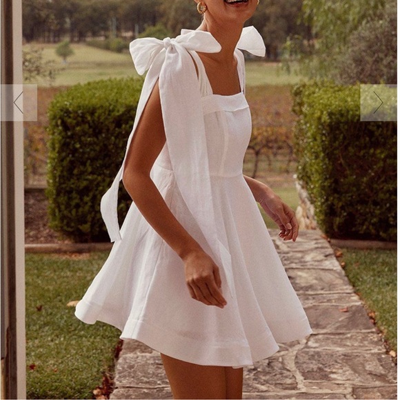 Dissh | Dresses | Dissh Aisle White Linen Bow Dress | Poshmark